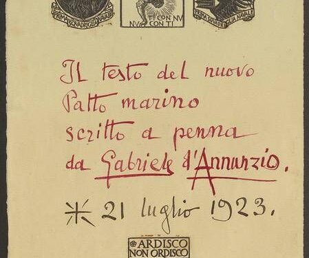 Il Vittoriale acquisisce i documenti originali del Patto Marino